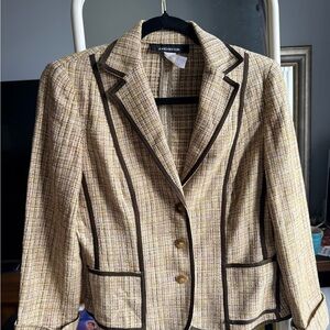 Jones New York Vintage Women's Tan Plaid Blazer